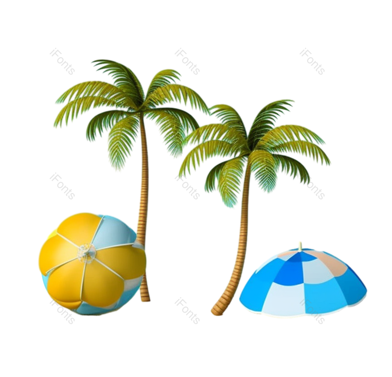 元素图片,夏天元素,椰子树PNG,3D免抠素材